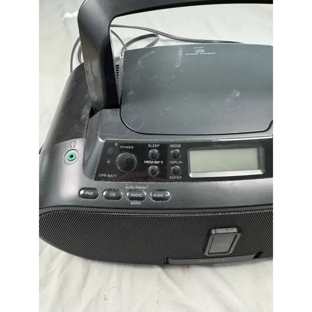 Sony ZS-S2iP Boombox CD Radio iPod Dock Portable Audio System Tested Works
